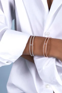 APM Monaco Double Line Pave Cuff- Bracelets