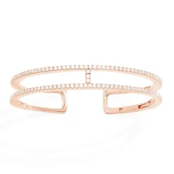 APM Monaco Double Line Pave Cuff- Bracelets