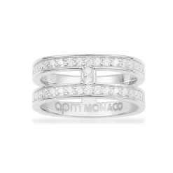 APM Monaco Double Line Pave Ring- Rings