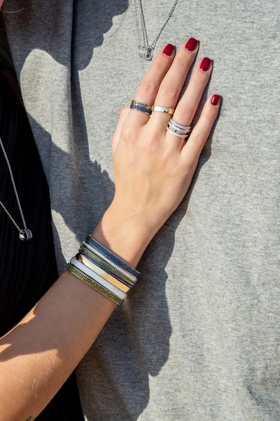 APM Monaco Double Line Pave Ring- Rings