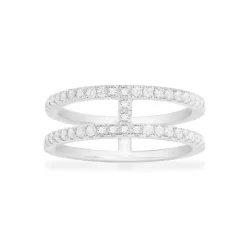 APM Monaco Double Line Pave Ring- Rings