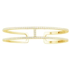 APM Monaco Double Line Paved Cuff- Bracelets