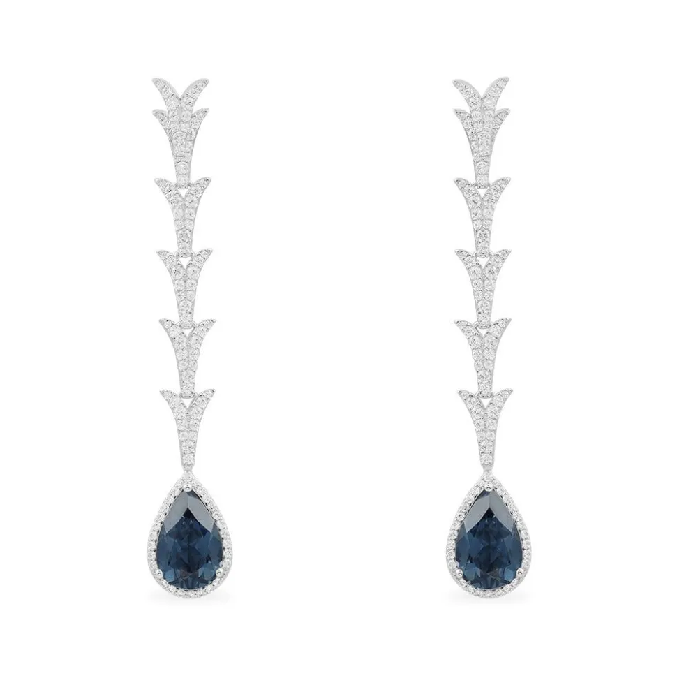 APM Monaco Drop Earrings With Blue Pear Stone- Earrings