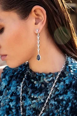 APM Monaco Drop Earrings With Blue Pear Stone- Earrings