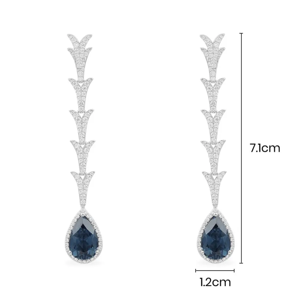 APM Monaco Drop Earrings With Blue Pear Stone- Earrings