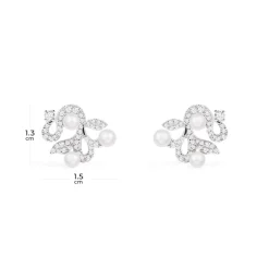 APM Monaco Flower Stud Earrings With Pearls- Earrings