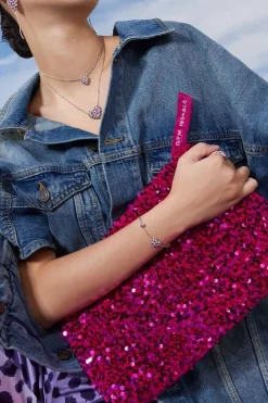 APM Monaco Fuchsia Heart Adjustable Bracelet- Bracelets