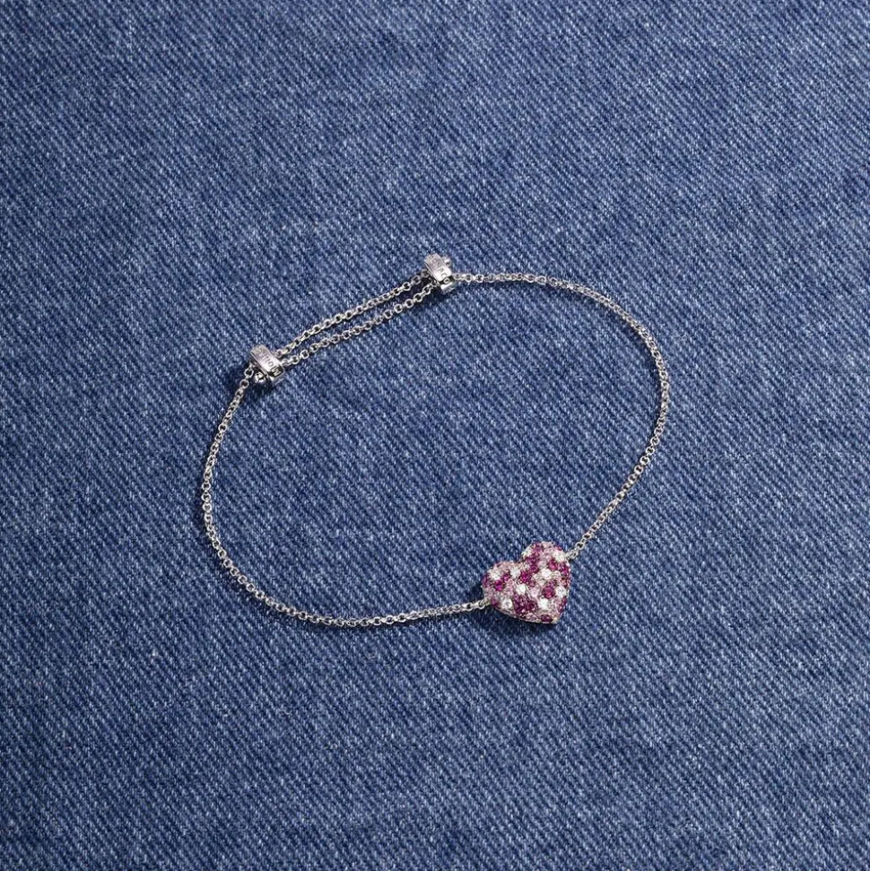 APM Monaco Fuchsia Heart Adjustable Bracelet- Bracelets