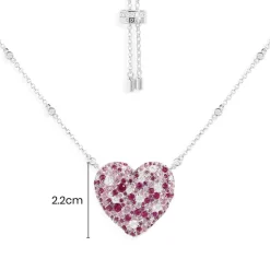 APM Monaco Fuchsia Heart Adjustable Necklace- Necklaces