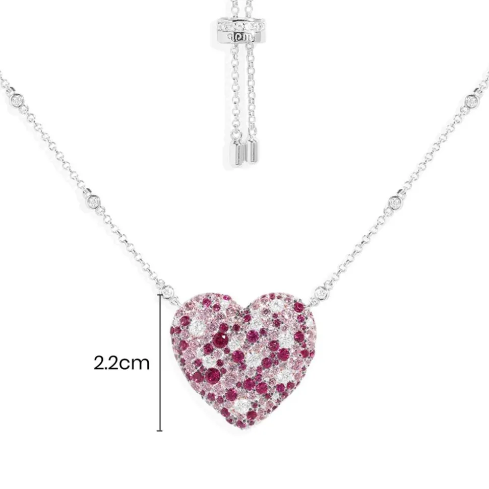 APM Monaco Fuchsia Heart Adjustable Necklace- Necklaces