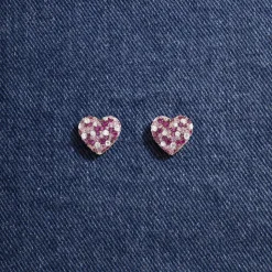 APM Monaco Fuchsia Heart Earrings- Earrings
