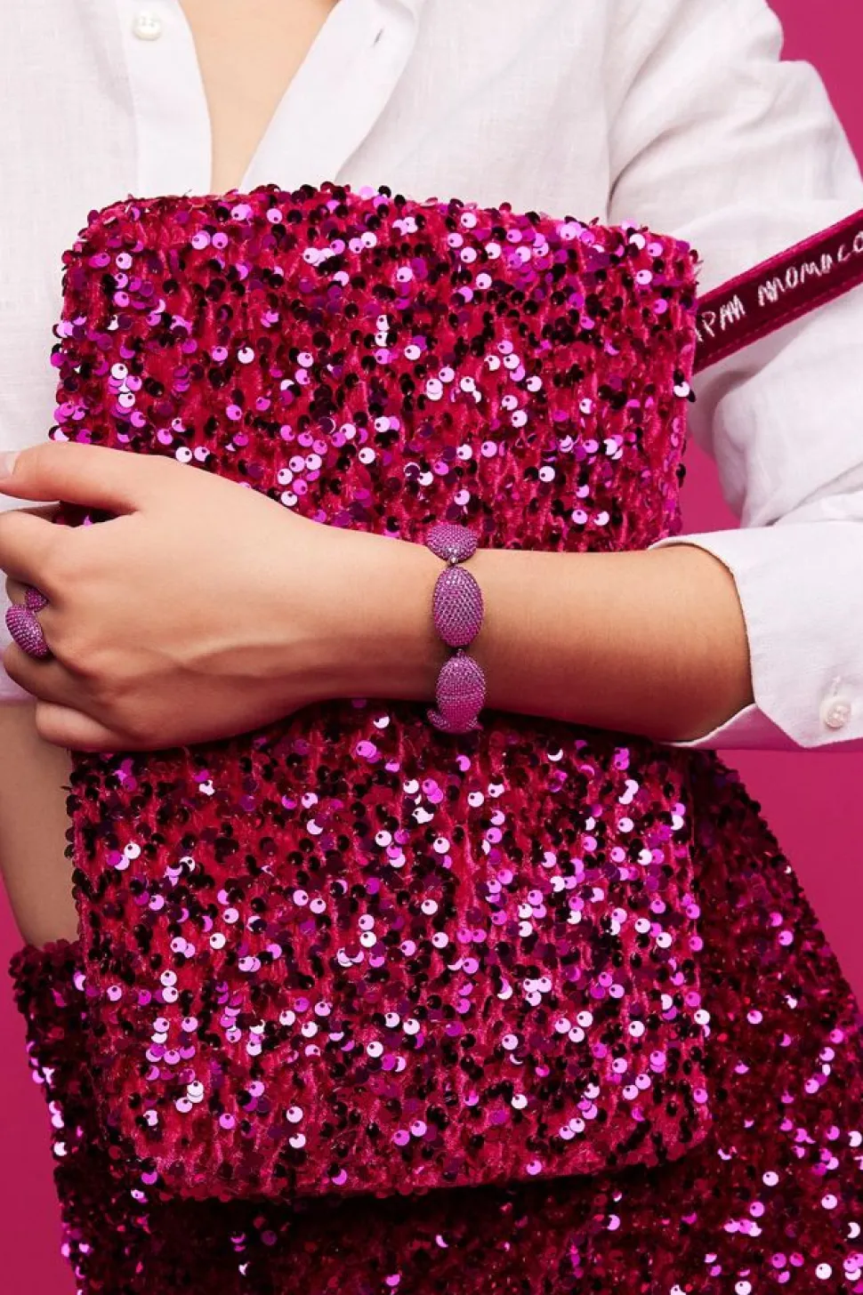APM Monaco Fuchsia Oval Bracelet- Bracelets