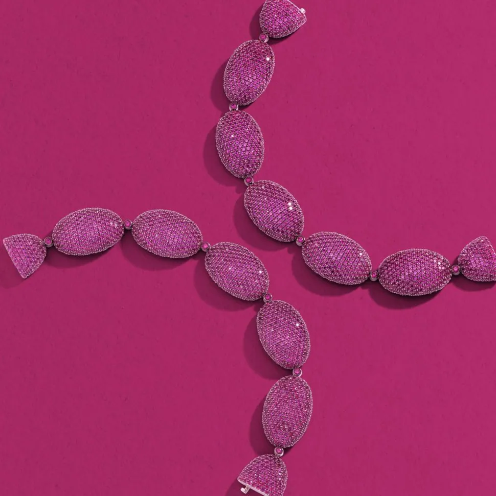 APM Monaco Fuchsia Oval Bracelet- Bracelets