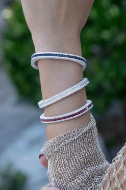 APM Monaco Fuchsia Pave Bangle- Bracelets