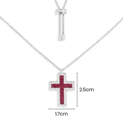 APM Monaco Fuchsia Pave Cross Adjustable Necklace- Necklaces