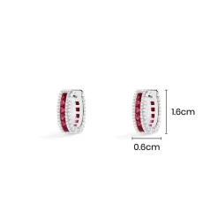 APM Monaco Fuchsia Pave Rectangle Hoop Earrings- Earrings