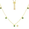APM Monaco Green & White Heart Adjustable Necklace- Necklaces