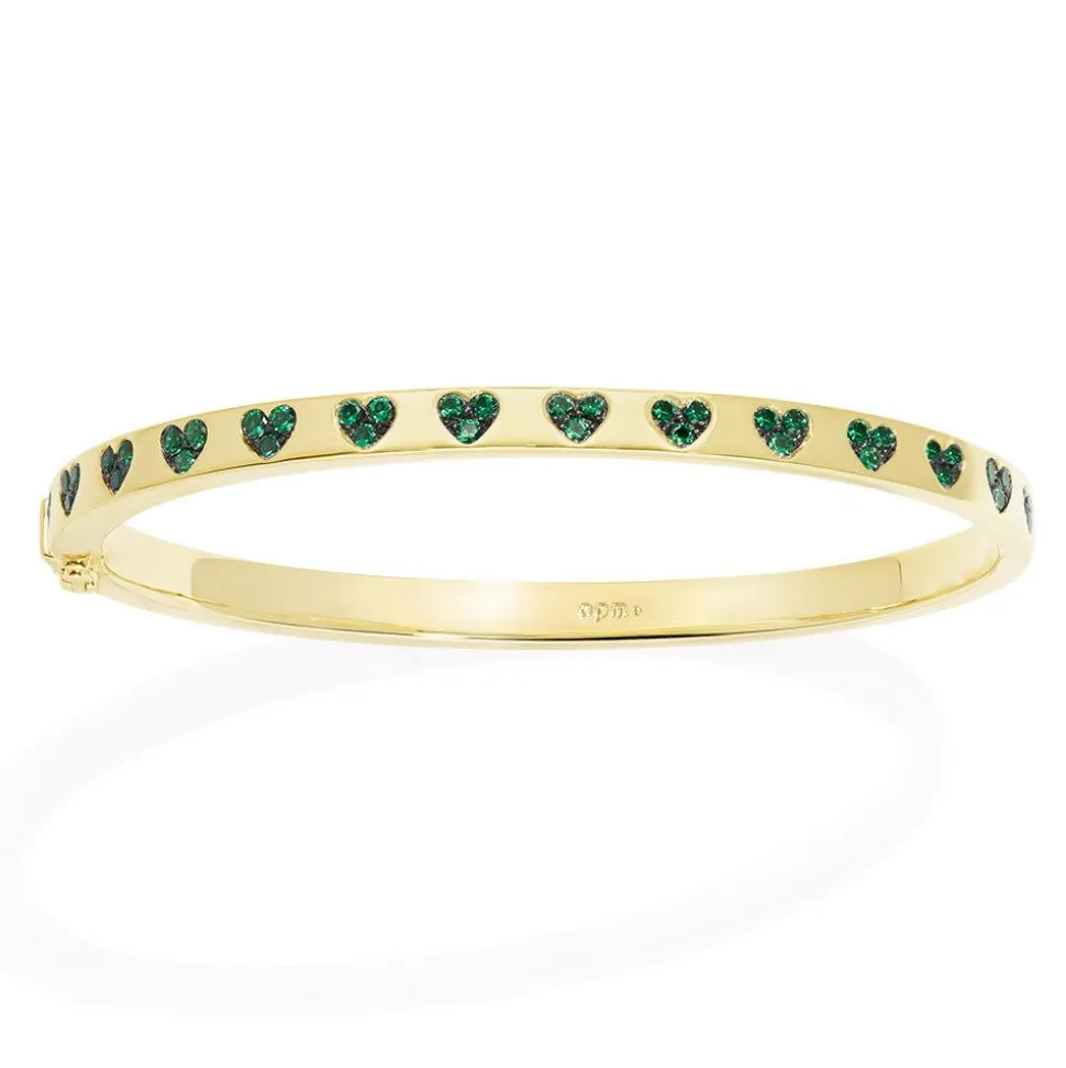 APM Monaco Green & White Heart Bangle- Bracelets