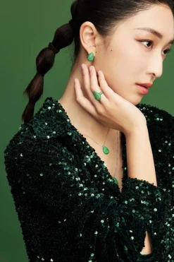 APM Monaco Green Drop Ring- Rings