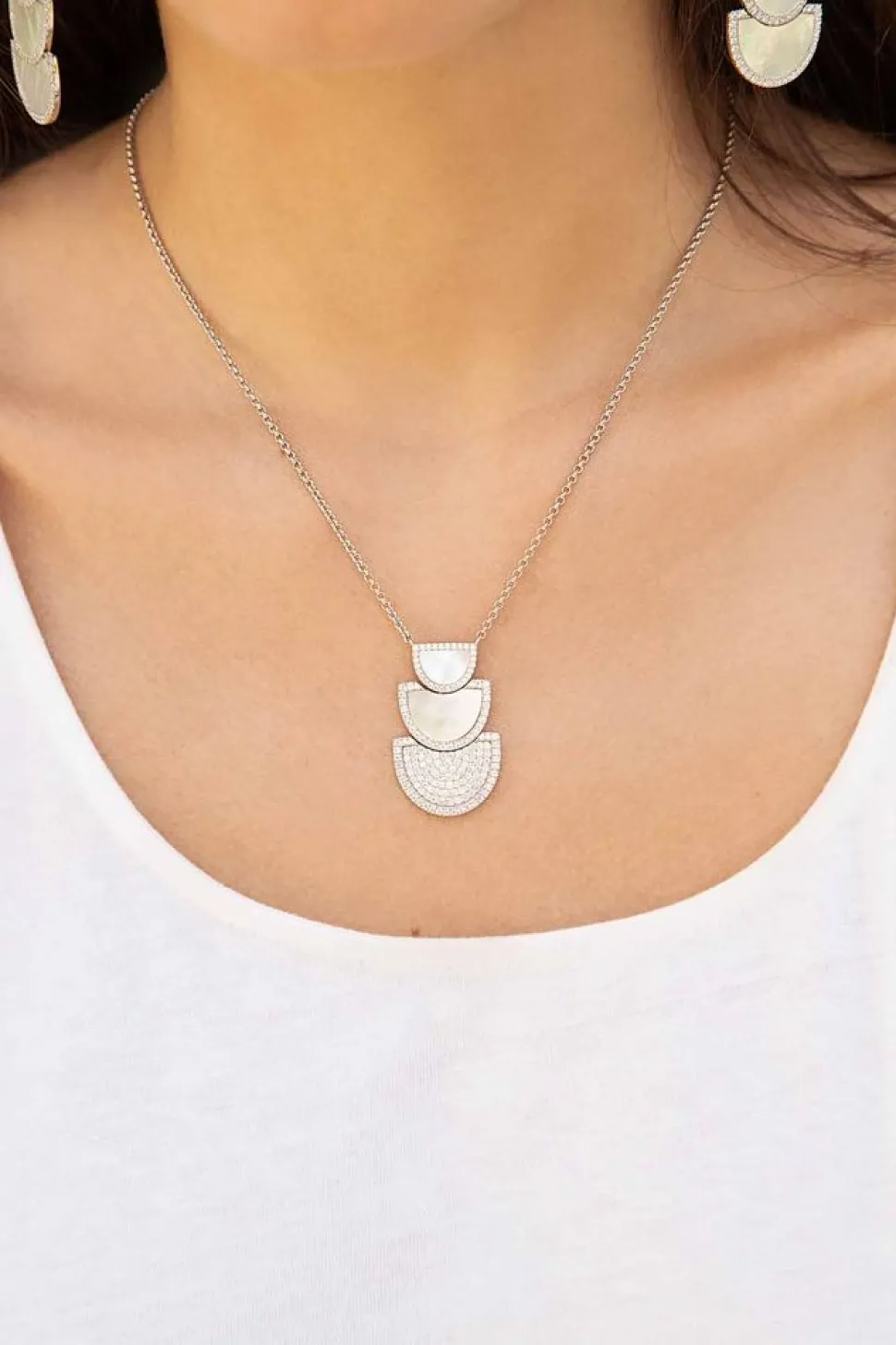 APM Monaco Half Moon Adjustable Necklace With Nacre- Necklaces