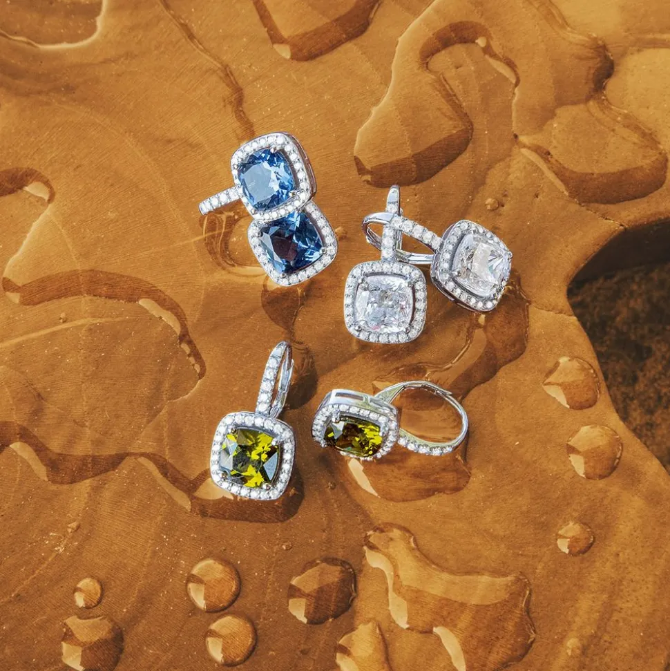 APM Monaco Hoop Earrings With Blue Square Stones- Earrings