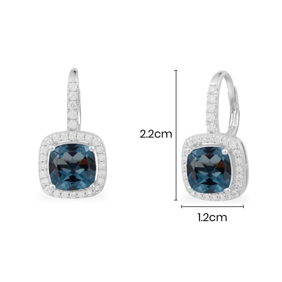 APM Monaco Hoop Earrings With Blue Square Stones- Earrings