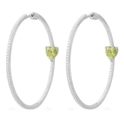 APM Monaco Hoop Earrings With Green Heart- Earrings