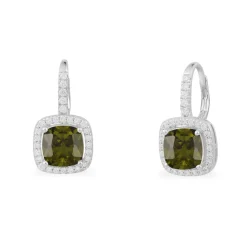APM Monaco Hoop Earrings With Khaki Square Stones- Earrings