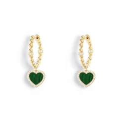 APM Monaco Hoop Earrings With Malachite Heart- Earrings