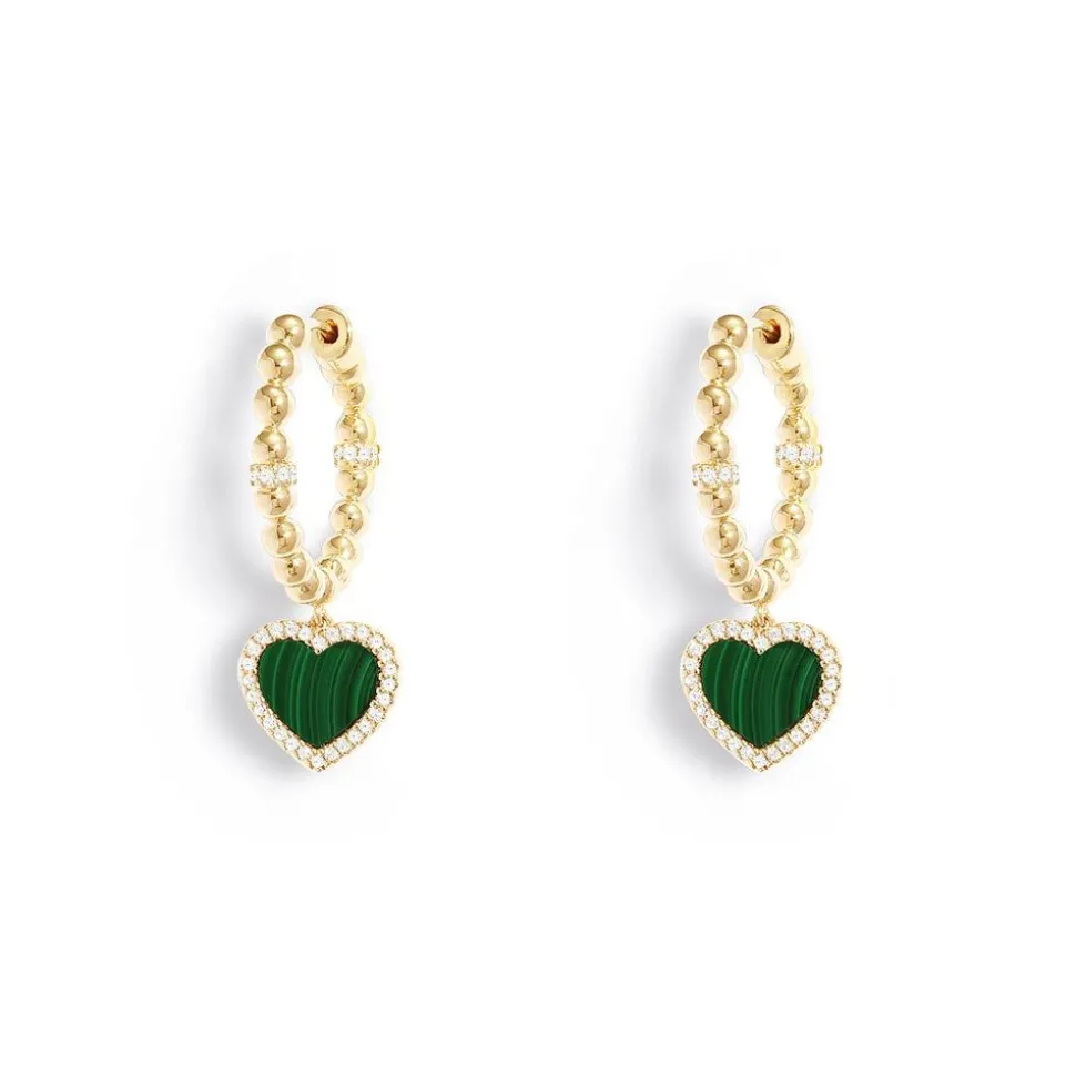 APM Monaco Hoop Earrings With Malachite Heart- Earrings
