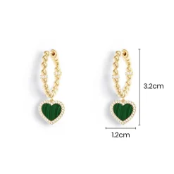APM Monaco Hoop Earrings With Malachite Heart- Earrings