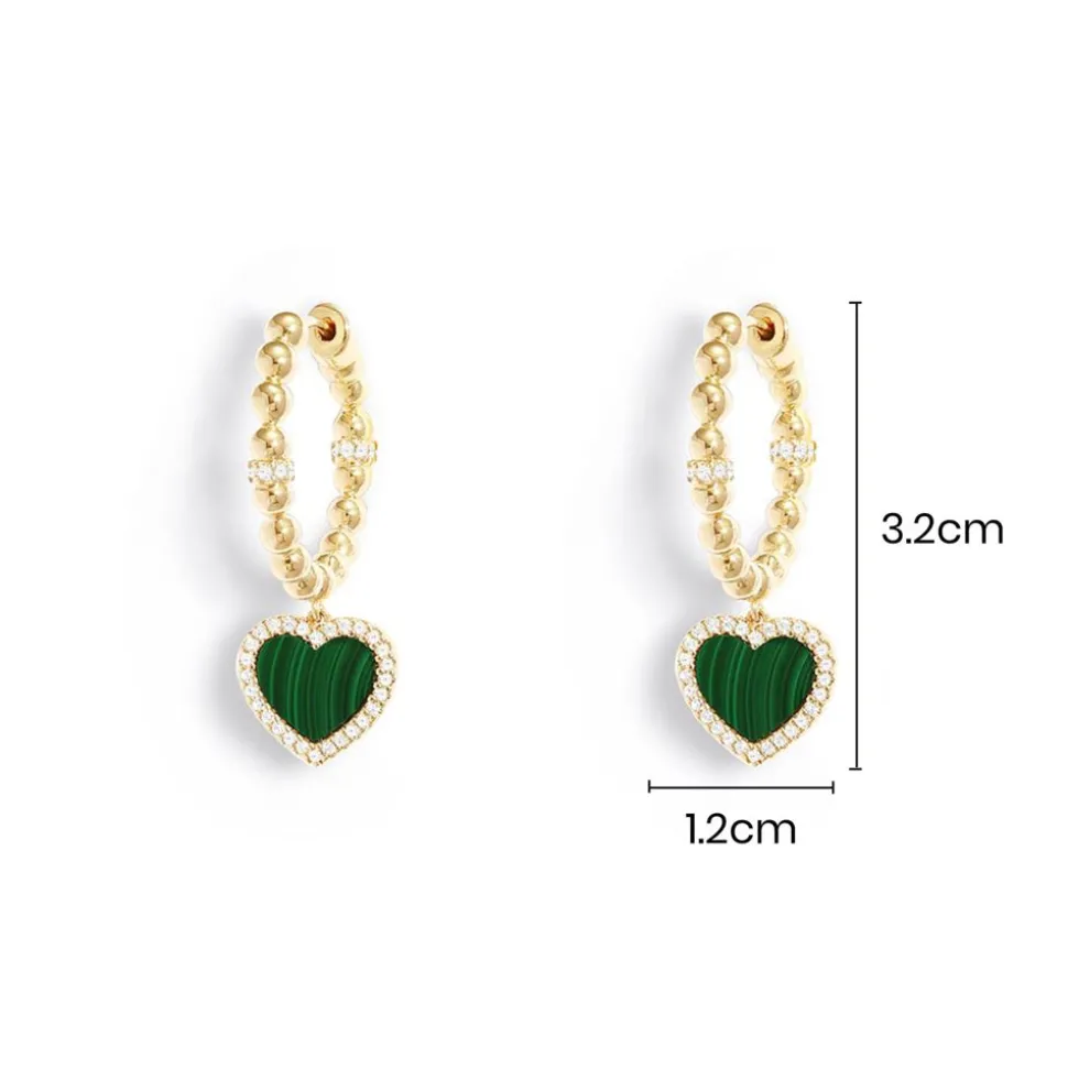 APM Monaco Hoop Earrings With Malachite Heart- Earrings