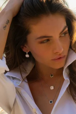 APM Monaco Hoop Earrings With Square Stones- Earrings