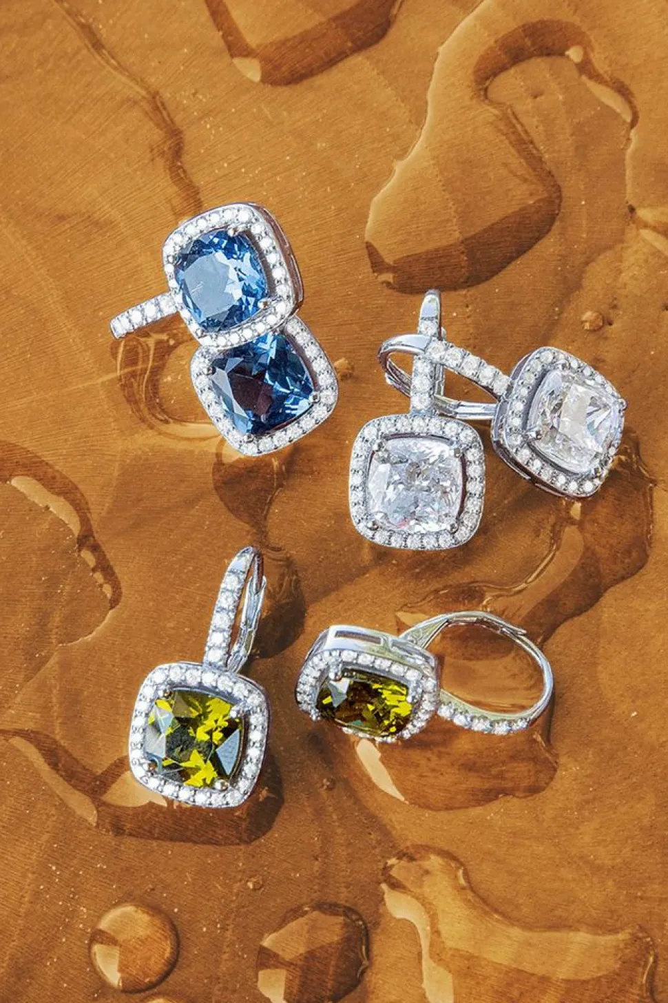 APM Monaco Hoop Earrings With Square Stones- Earrings