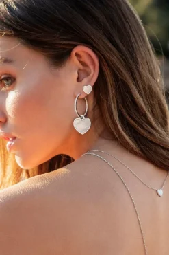 APM Monaco Hoop Earrings With White Nacre Heart- Earrings