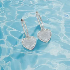 APM Monaco Hoop Earrings With White Nacre Heart- Earrings
