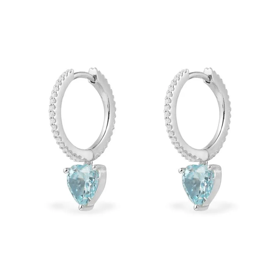 APM Monaco Huggie Earrings With Blue Heart- Earrings