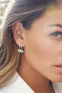 APM Monaco Huggie Earrings With Blue Heart- Earrings
