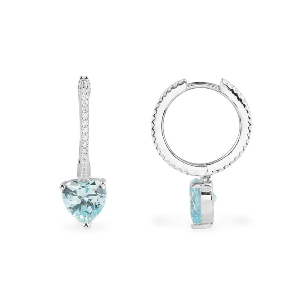 APM Monaco Huggie Earrings With Blue Heart- Earrings