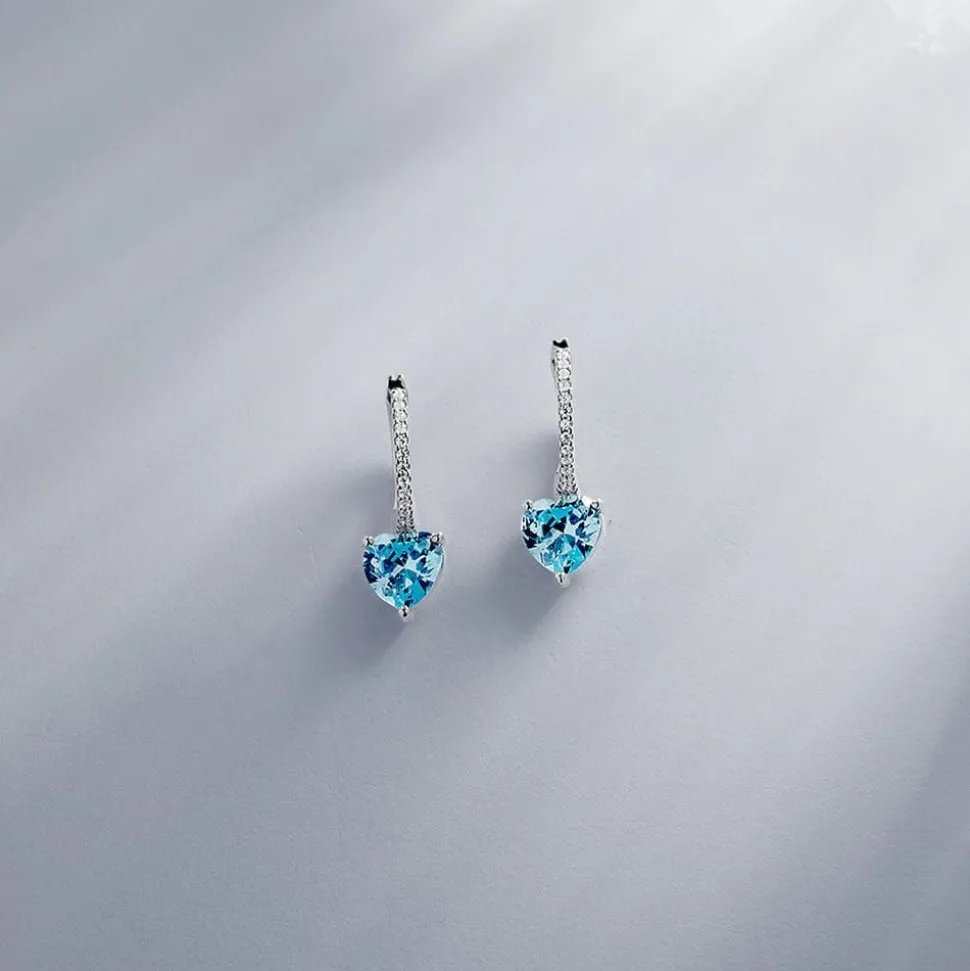 APM Monaco Huggie Earrings With Blue Heart- Earrings