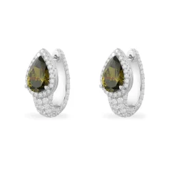 APM Monaco Huggie Earrings With Khaki Pear Stones- Earrings