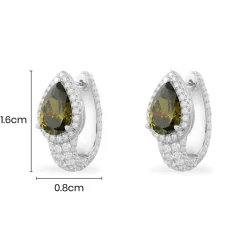APM Monaco Huggie Earrings With Khaki Pear Stones- Earrings
