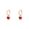 APM Monaco Huggie Earrings With Red Heart- Earrings