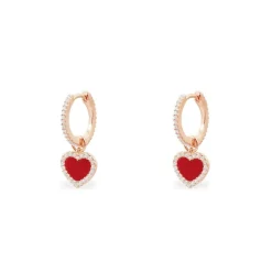 APM Monaco Huggie Earrings With Red Heart- Earrings