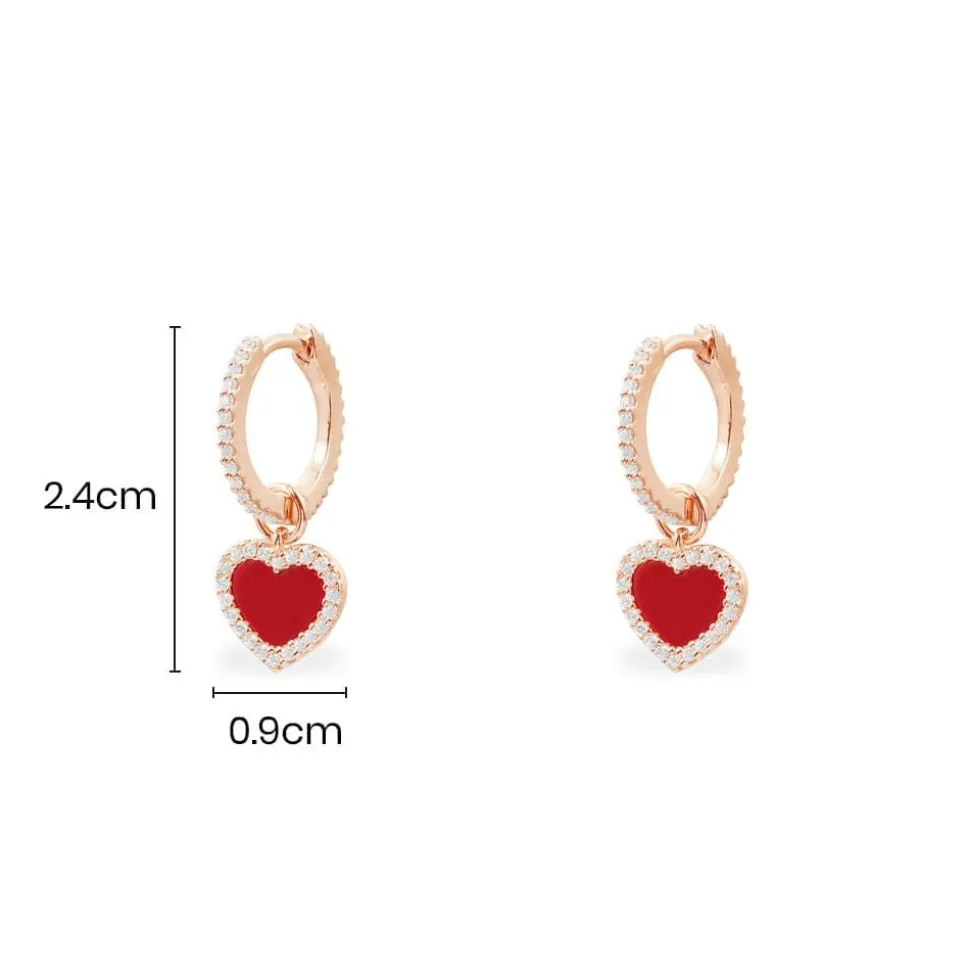 APM Monaco Huggie Earrings With Red Heart- Earrings