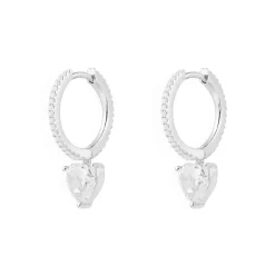 APM Monaco Huggie Earrings With White Heart- Earrings