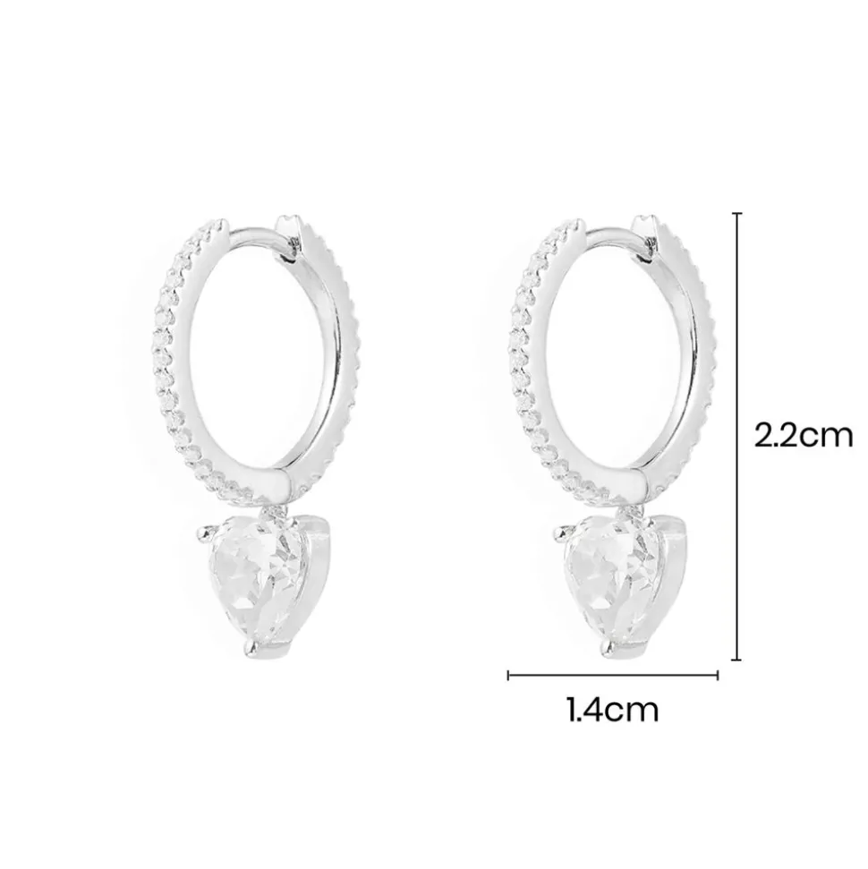 APM Monaco Huggie Earrings With White Heart- Earrings