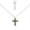 APM Monaco Khaki Pave Cross Adjustable Necklace- Necklaces
