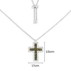 APM Monaco Khaki Pave Cross Adjustable Necklace- Necklaces