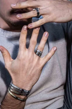 APM Monaco Khaki Smile Morse Code Ring- Rings